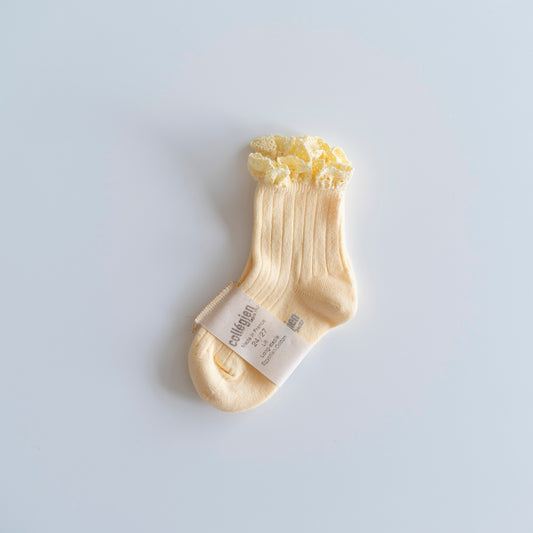collegien - Lili - Lace Trim Ribbed Ankle Socks＜Vanille＞